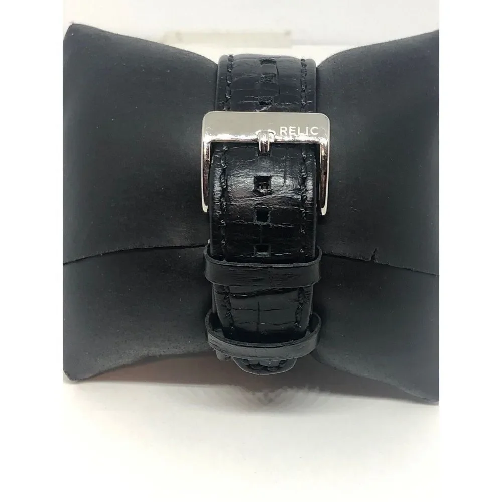 Relic ZR77267 Men's Black Leather Analog Black Dial Quartz Genuine Watch HO184